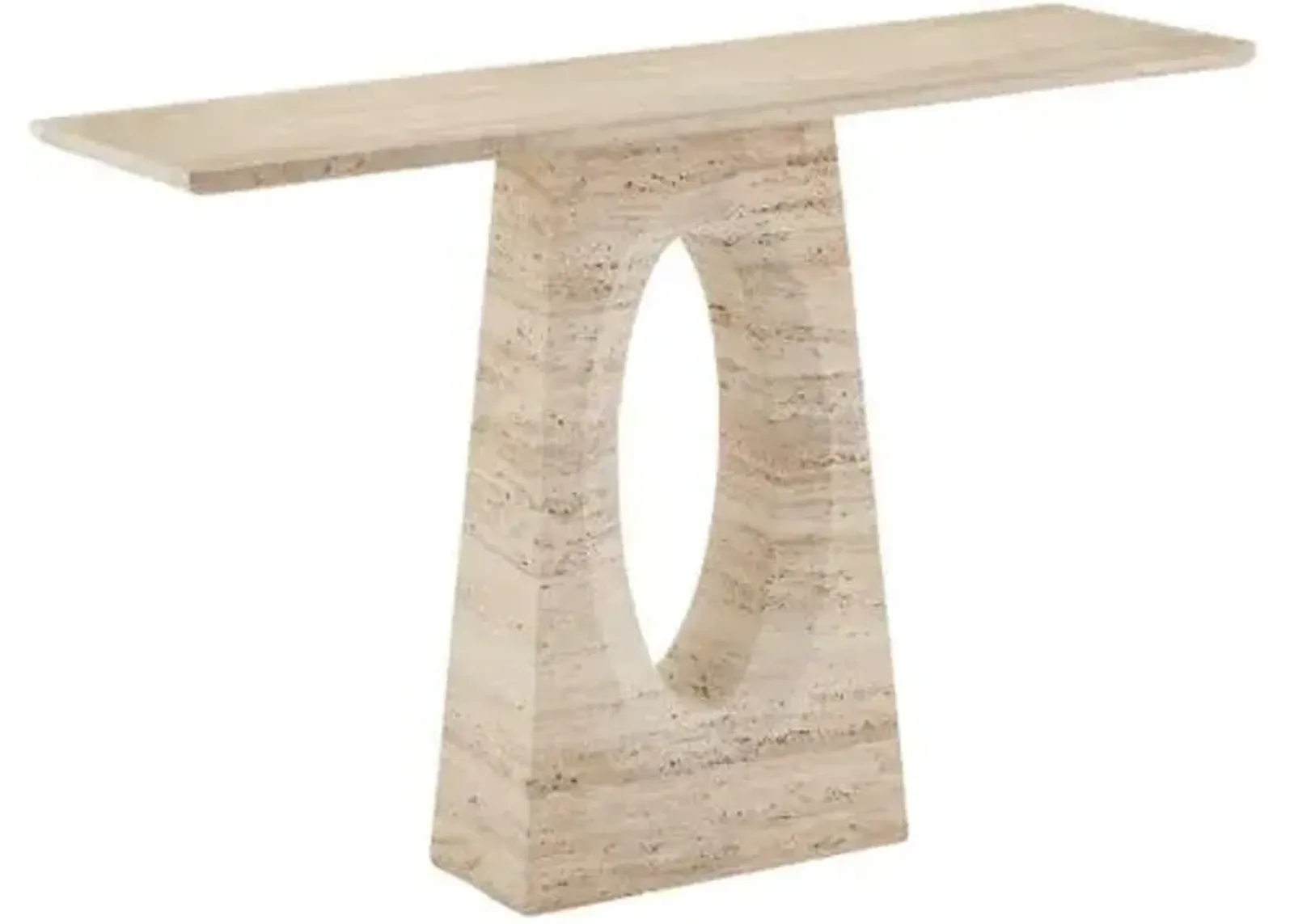 Demi Travertine Console Table - Natural - Currey & Company - Beige