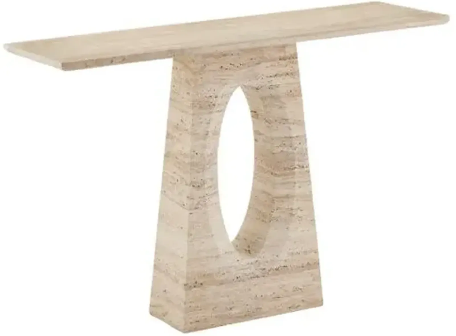 Demi Travertine Console Table - Natural - Currey & Company - Beige