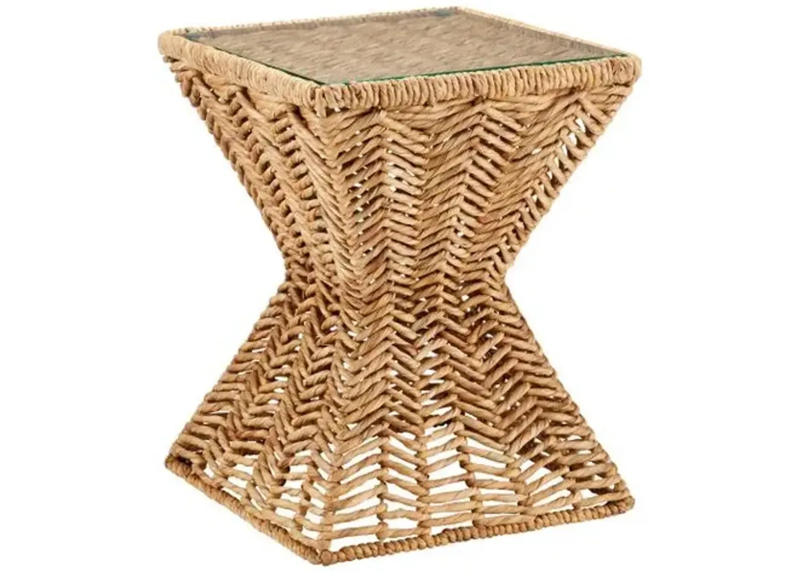 Hadi Water Hyacinth Rope Accent Table - Natural - Currey & Company - Brown - 18Wx18Dx23H in