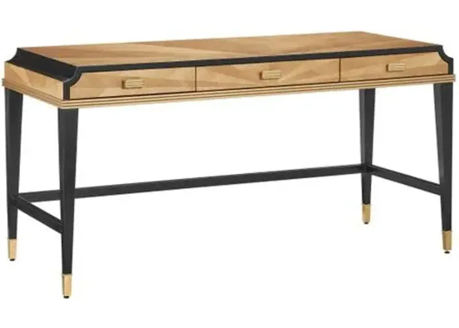 Kallista Large Desk - Caviar Black/Natural - Currey & Company