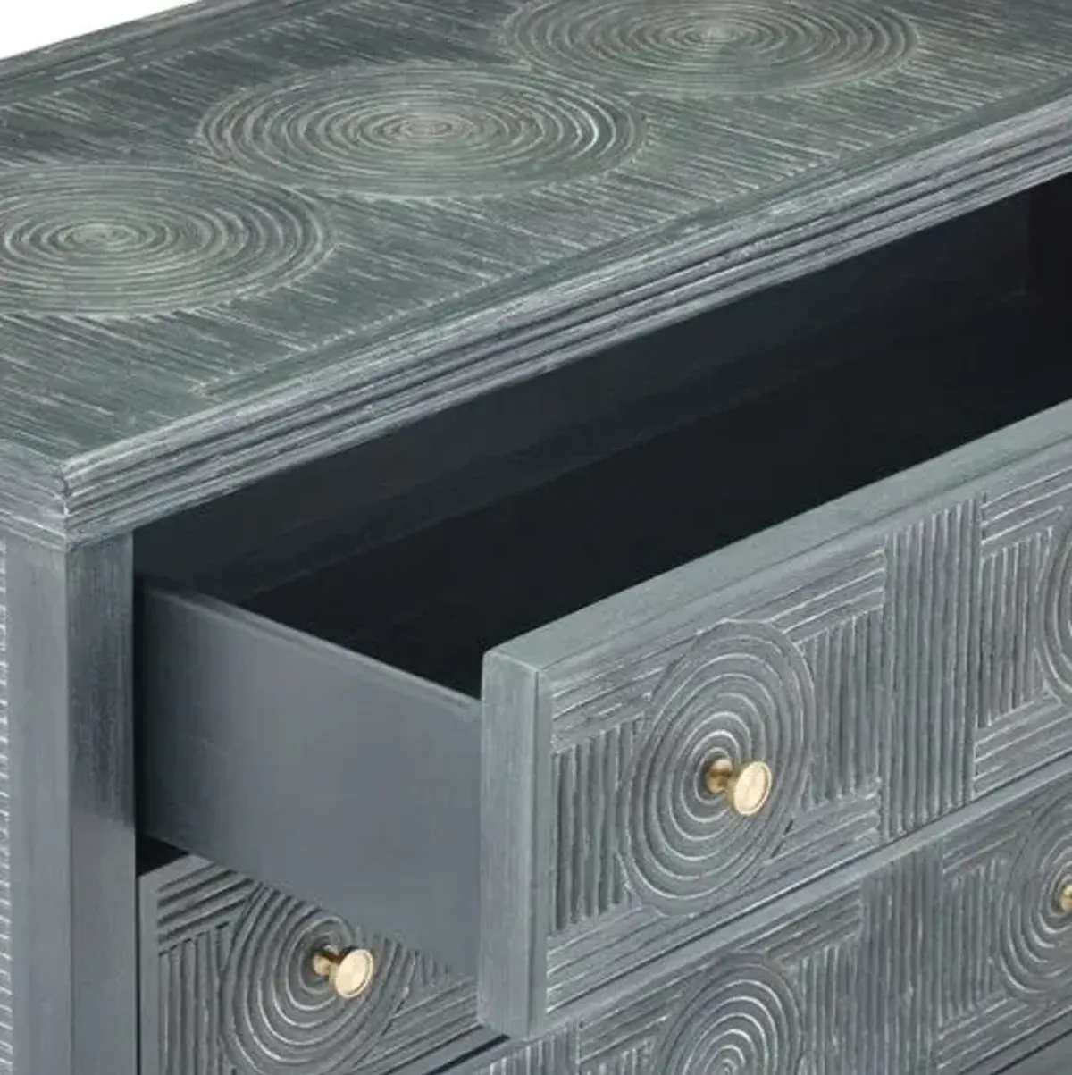 Santos Rattan Large Chest - Sea Sand - Currey & Company - Blue