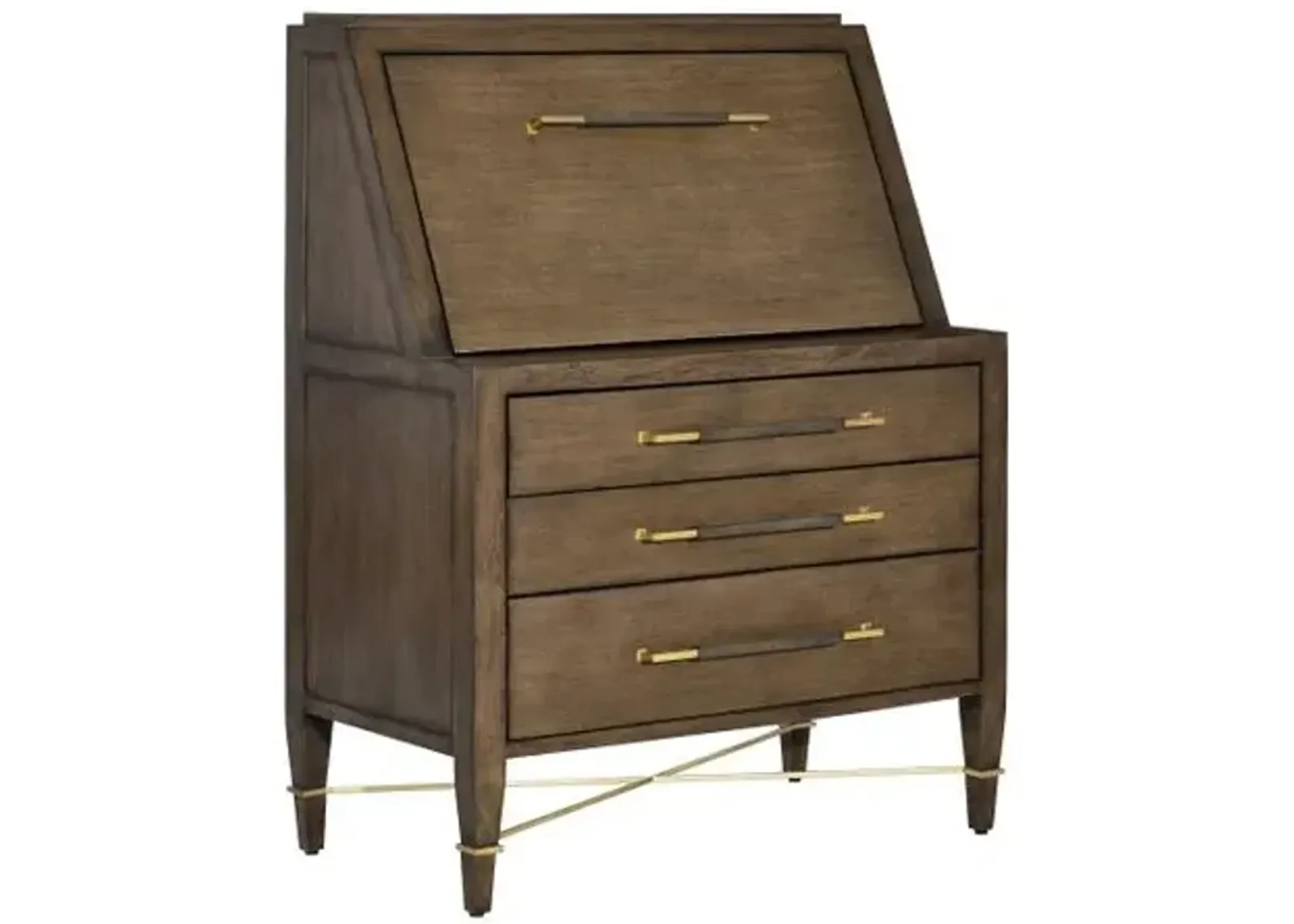 Verona Chanterelle Secretary Desk - Chanterelle/Brass - Currey & Company - Brown