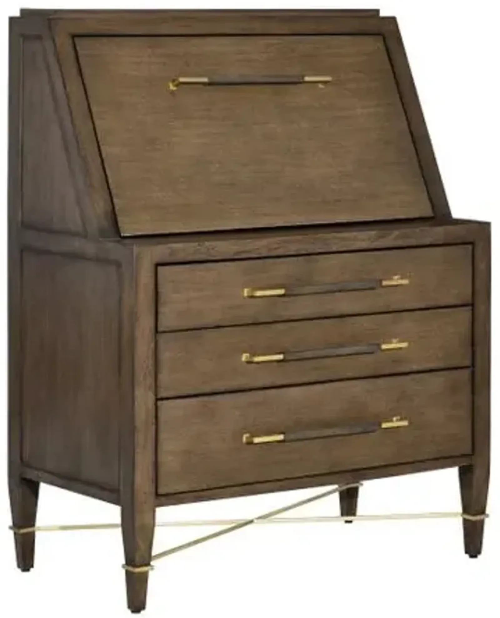 Verona Chanterelle Secretary Desk - Chanterelle/Brass - Currey & Company - Brown