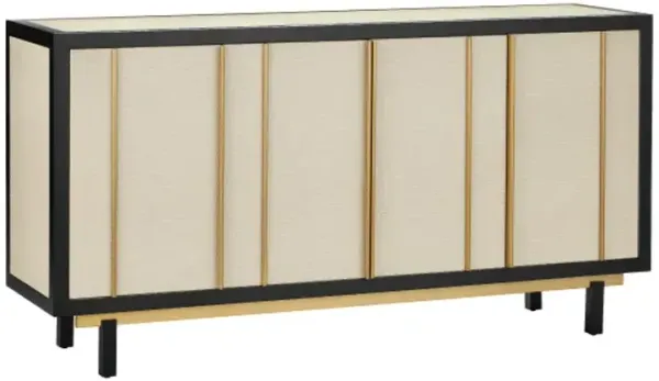 Deanna Raffia Credenza, Ivory/Black