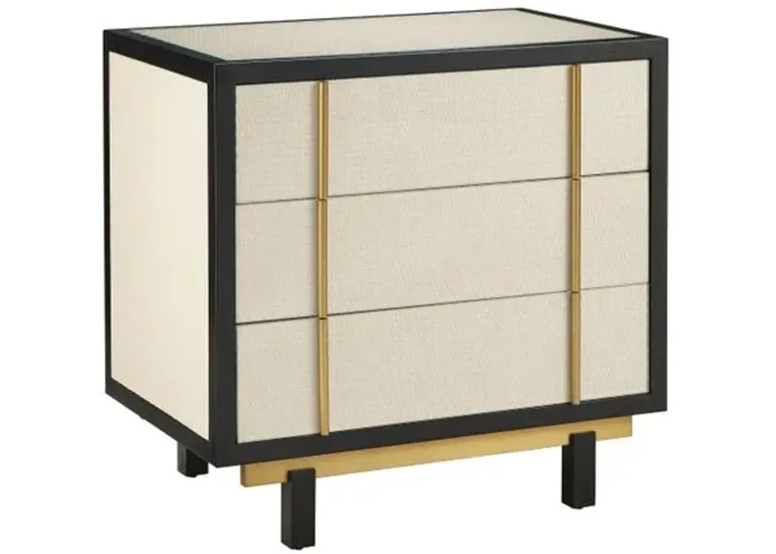 Deanna Raffia Nightstand - Ivory/Black - Currey & Company