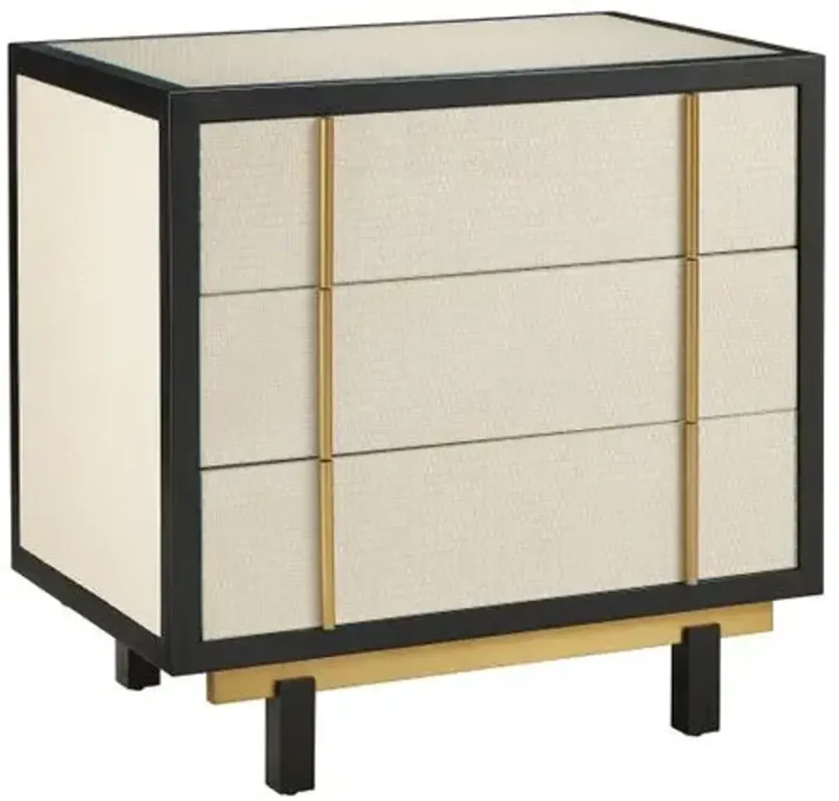 Deanna Raffia Nightstand - Ivory/Black - Currey & Company