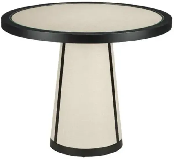 Deanna Raffia 38" Round Entry Table - Ivory/Black - Currey & Company