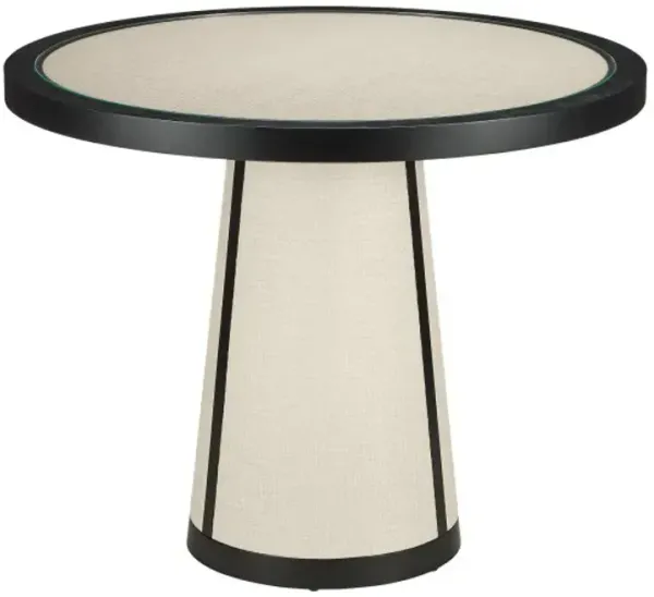 Deanna Raffia 38" Round Entry Table, Ivory/Black