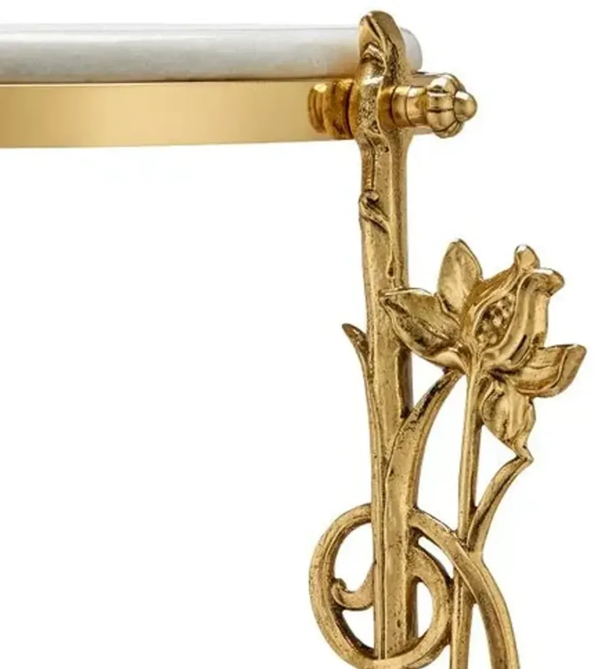 Fiore Marble Accent Table - Polished Brass/White - Currey & Company - Gold - 28.5Hx17D in