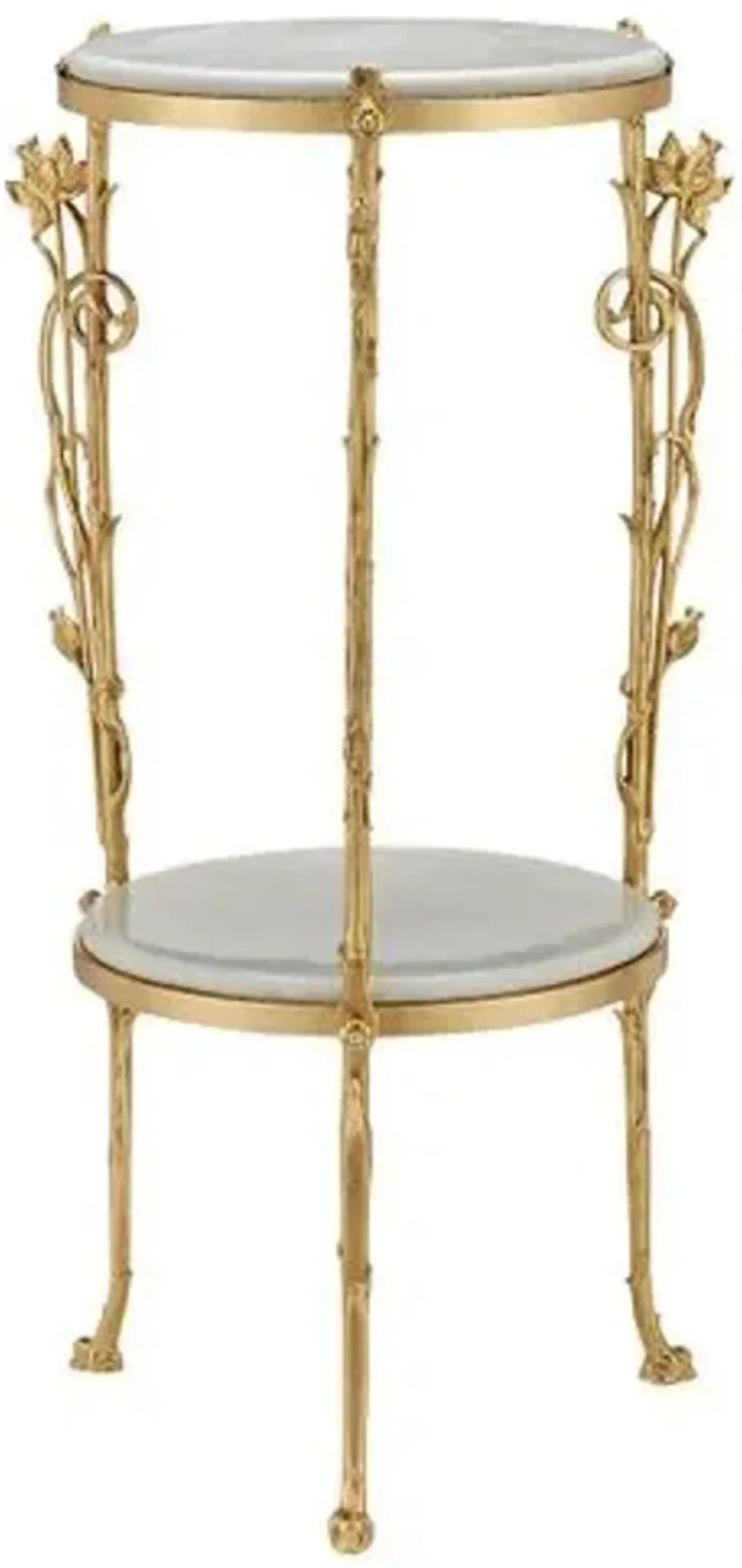 Fiore Marble Accent Table - Polished Brass/White - Currey & Company - Gold - 28.5Hx17D in