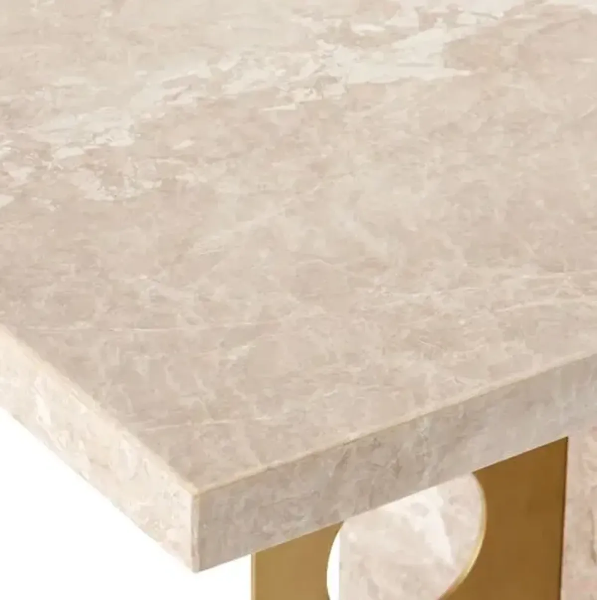 Selene Marble Console Table - Natural/Polished Brass - Currey & Company - Brown