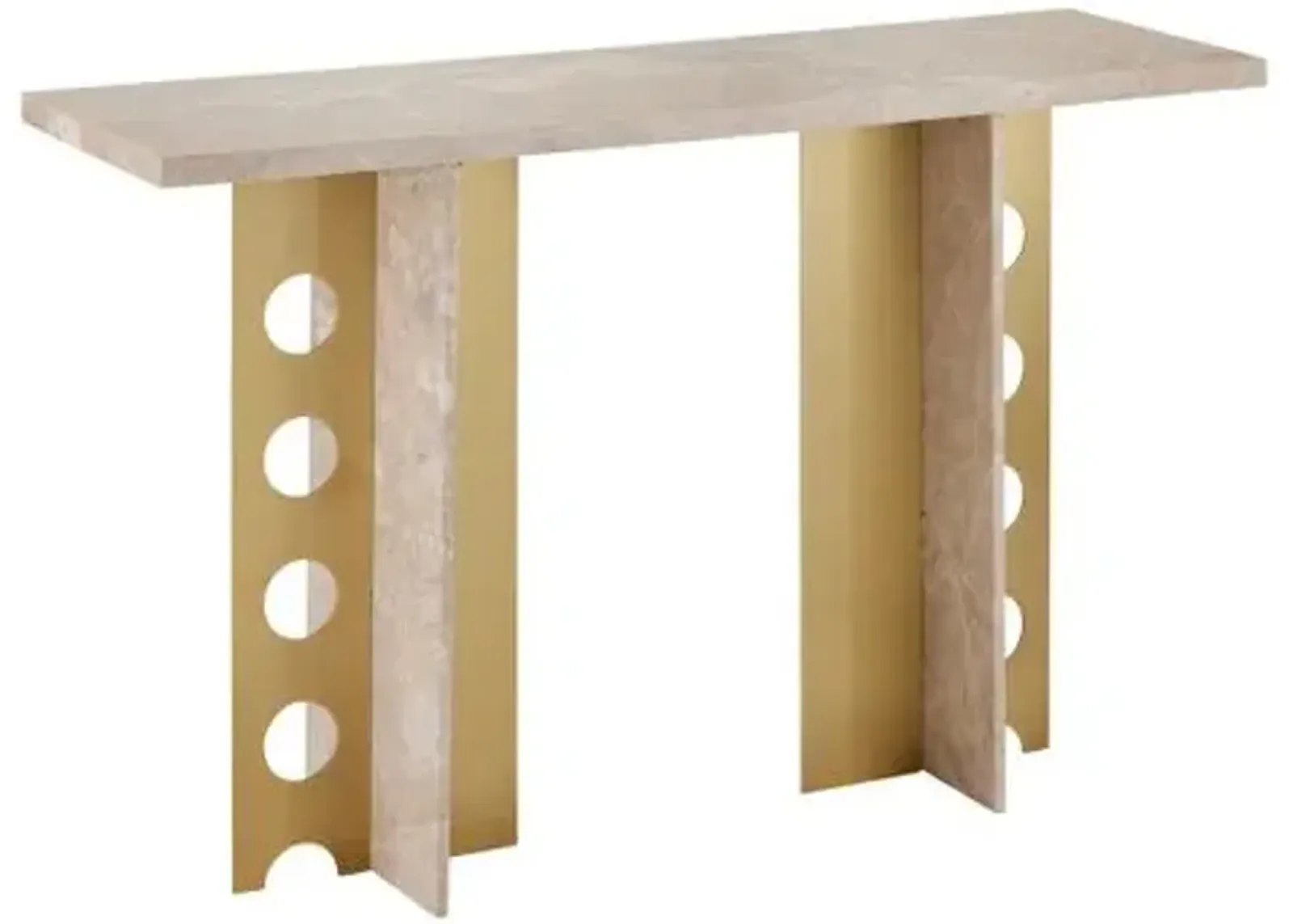 Selene Marble Console Table - Natural/Polished Brass - Currey & Company - Brown