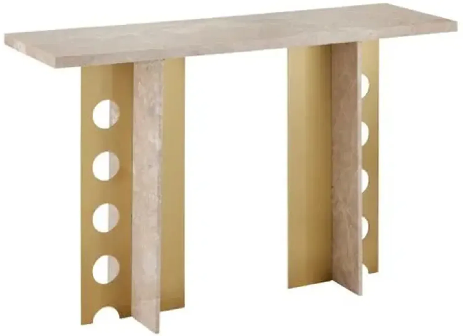 Selene Marble Console Table - Natural/Polished Brass - Currey & Company - Brown