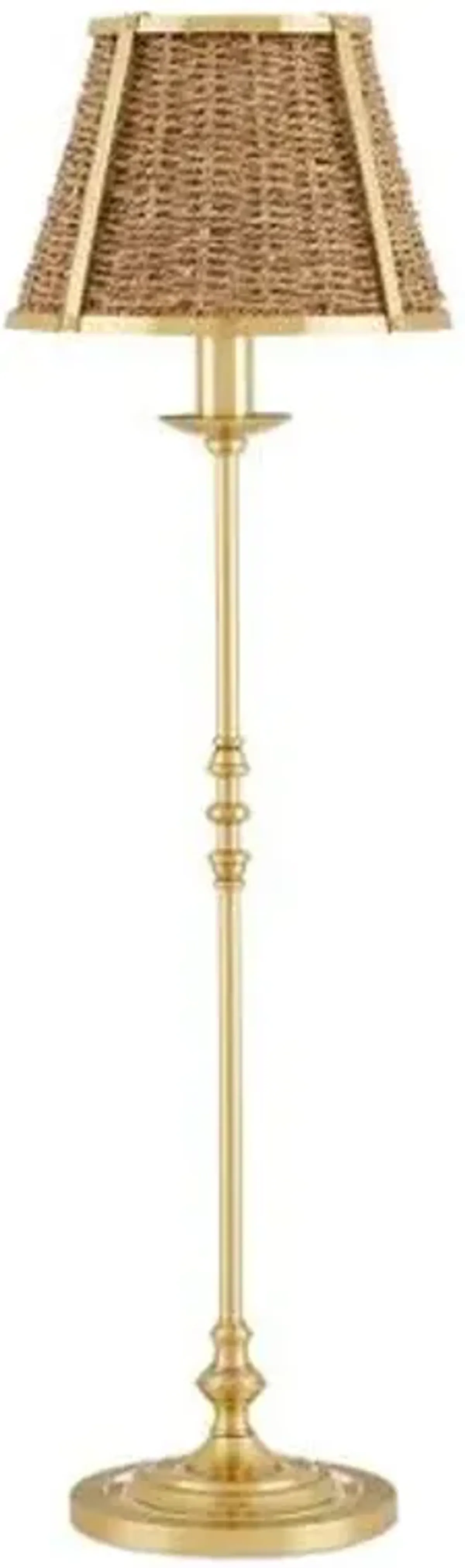 Deauville Plug-in Table Lamp - Polished Brass/Natural Seagrass - Currey & Company - Brown