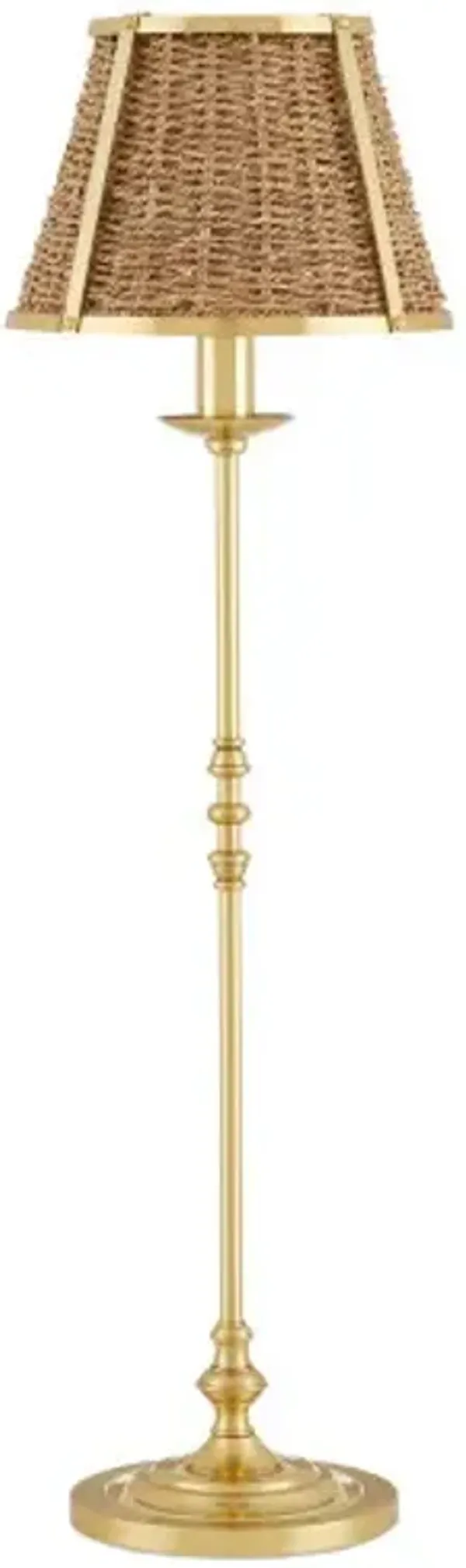 Deauville Table Lamp - Polished Brass/Natural Seagrass - Currey & Company - Brown