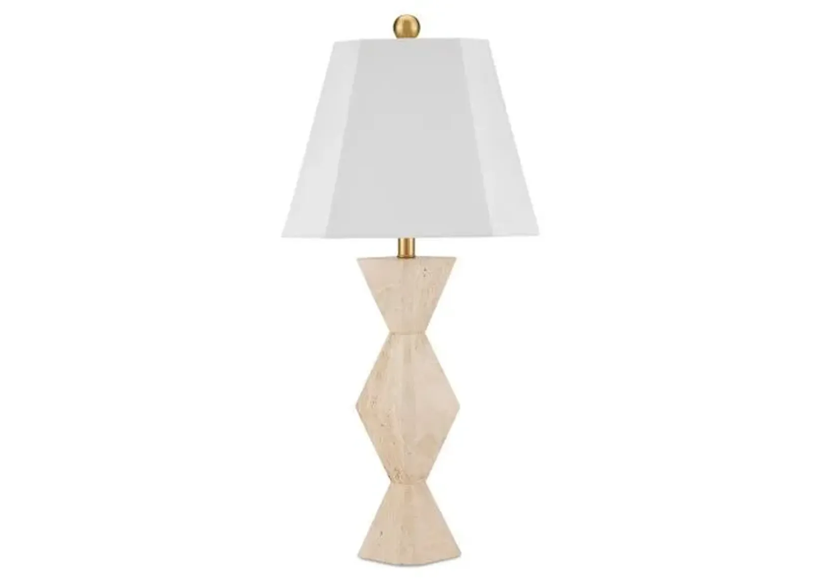 Estelle Travertine Table Lamp - Natural - Currey & Company - Ivory