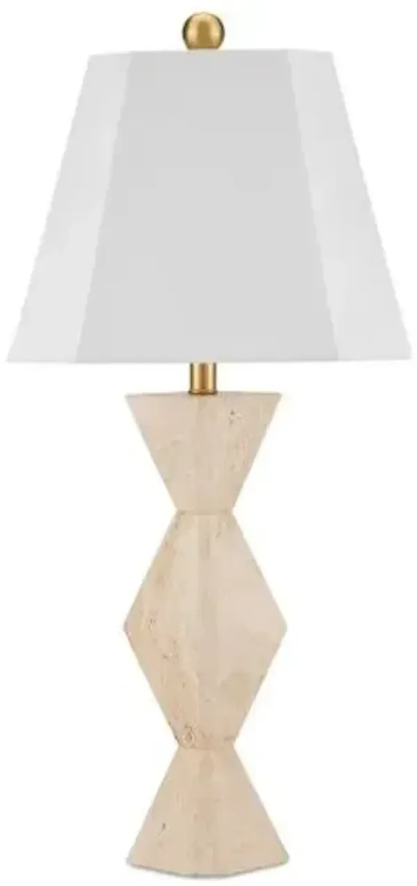 Estelle Travertine Table Lamp - Natural - Currey & Company - Ivory
