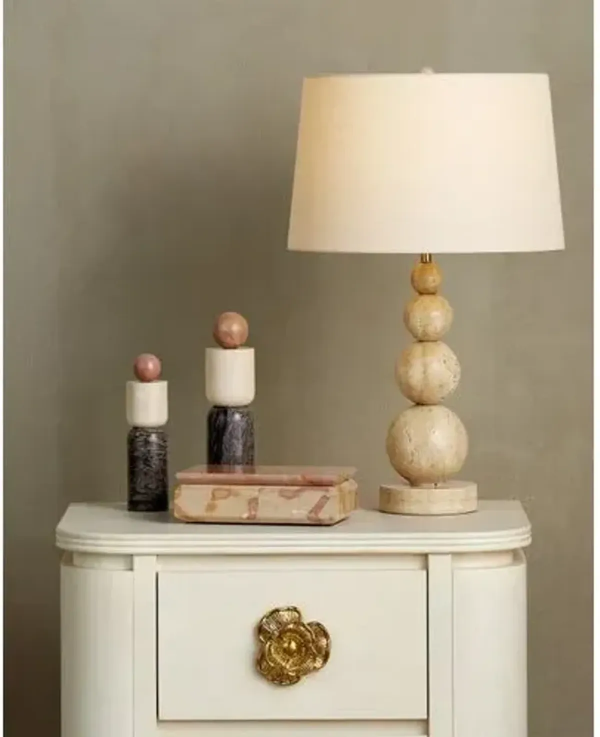 Niobe Travertine Table Lamp - Natural - Currey & Company - Ivory