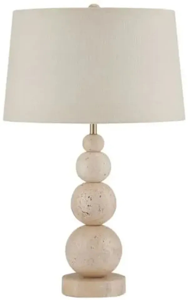 Niobe Travertine Table Lamp - Natural - Currey & Company - Ivory