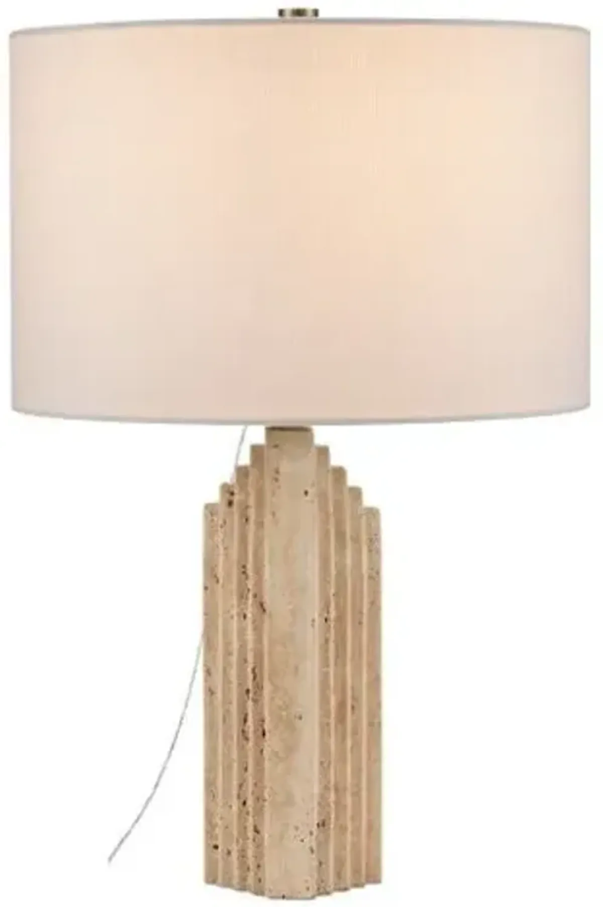 Hippodrome Travertine Table Lamp - Natural - Currey & Company - Beige