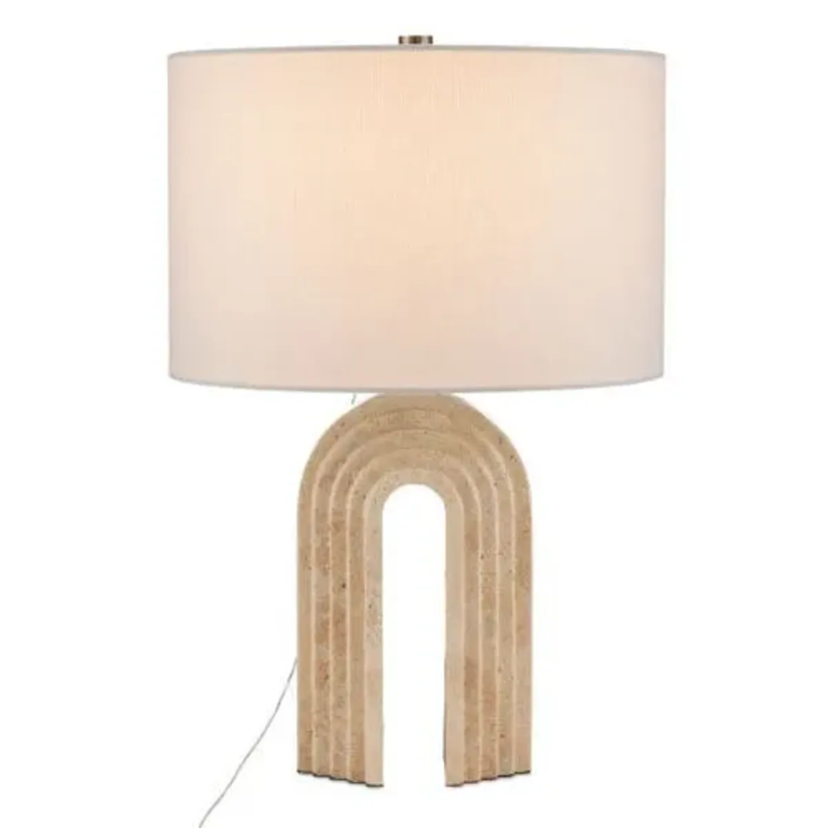 Hippodrome Plug-in Travertine Table Lamp - Natural - Currey & Company - Beige