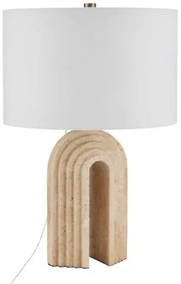 Hippodrome Travertine Table Lamp - Natural - Currey & Company - Beige