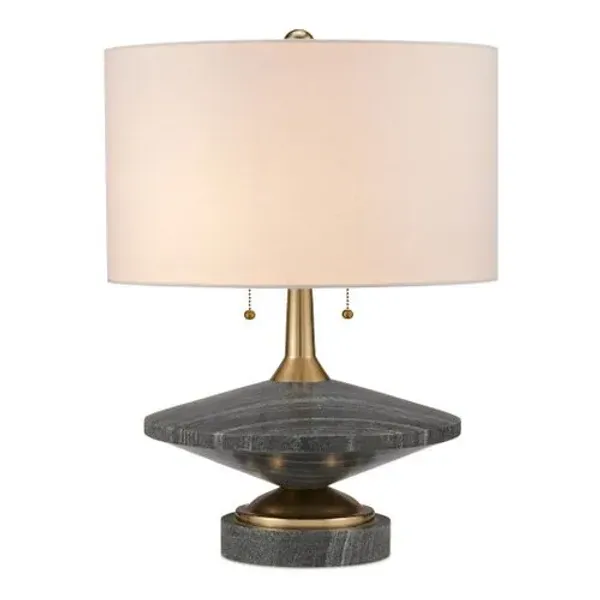 Jebel Table Lamp - Natural/Brushed Brass - Currey & Company - Gray