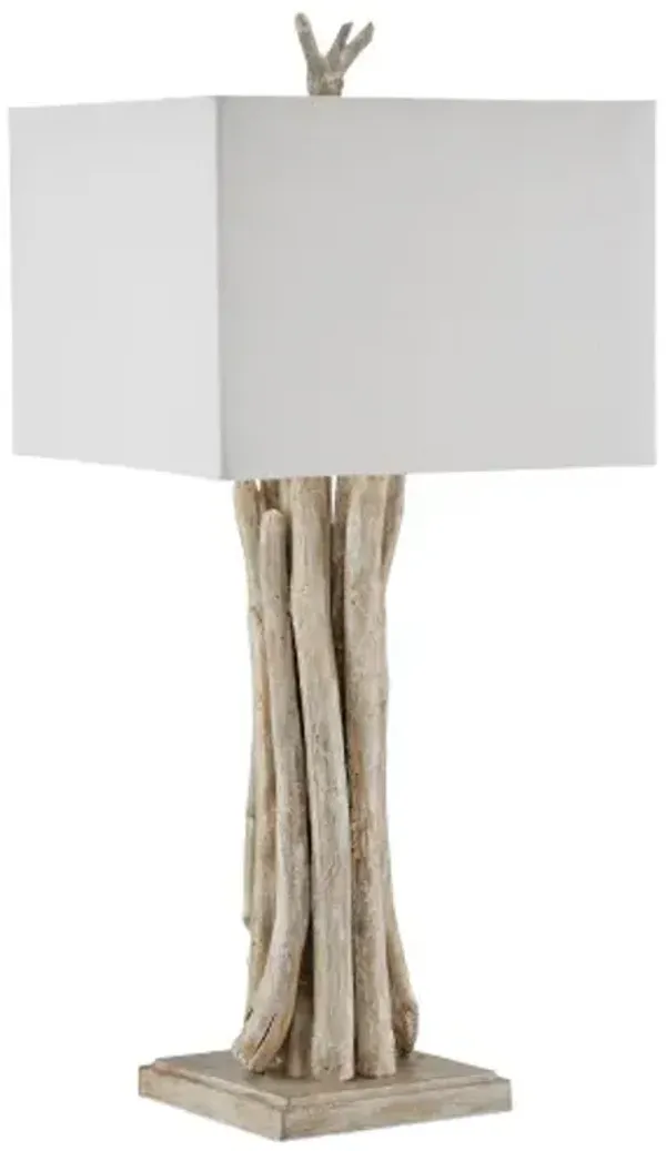Driftwood Table Lamp - Whitewashed - Currey & Company - Gray