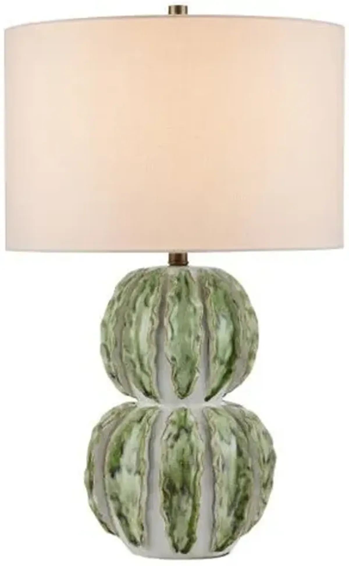 Kolonos Plug-in Table Lamp - Textured White/Green - Currey & Company