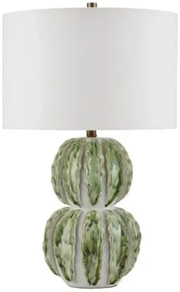 Kolonos Table Lamp - Textured White/Green - Currey & Company