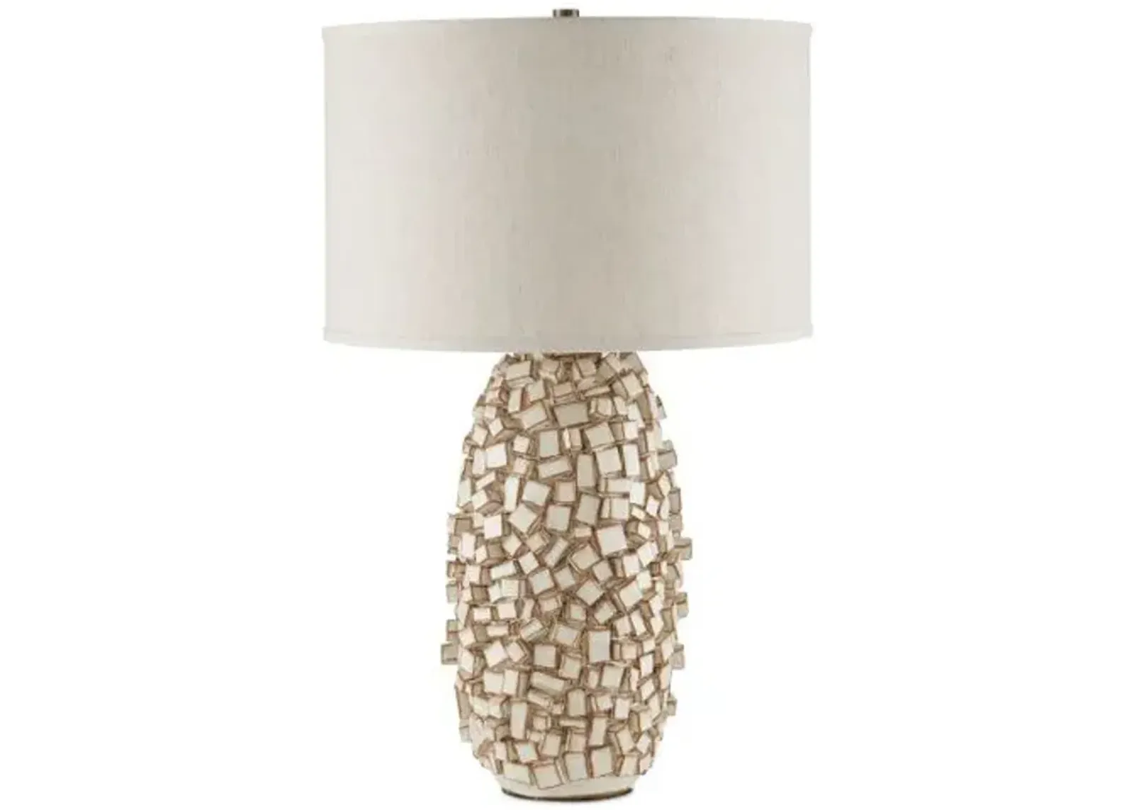 Sugar Cube Plug-in Table Lamp - Ivory/Brown - Currey & Company - White