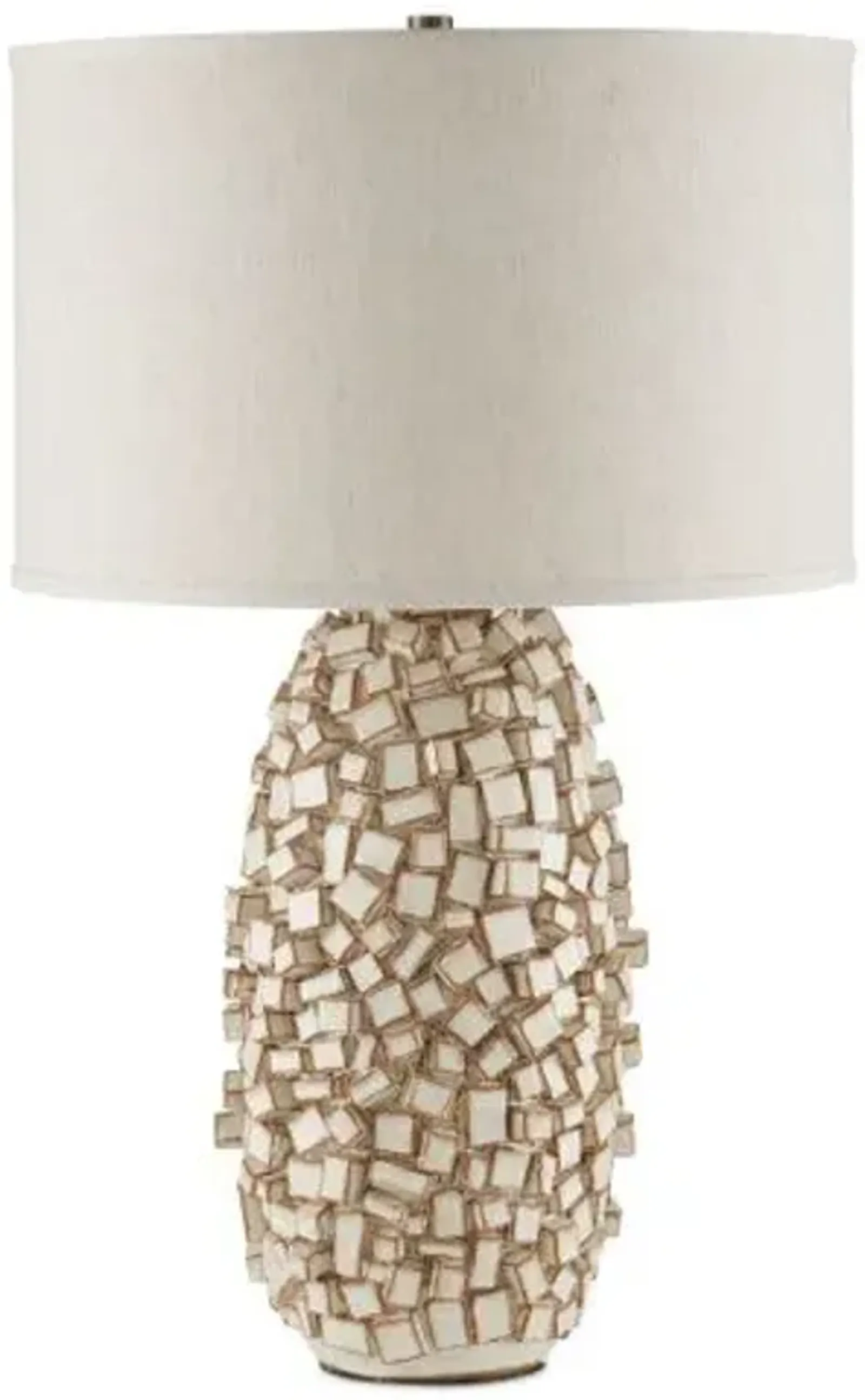 Sugar Cube Table Lamp - Ivory/Brown - Currey & Company - White