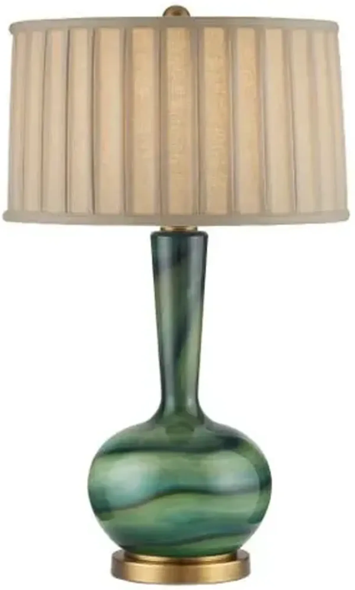 Lamartine Glass Table Lamp - Green/Antique Brass - Currey & Company