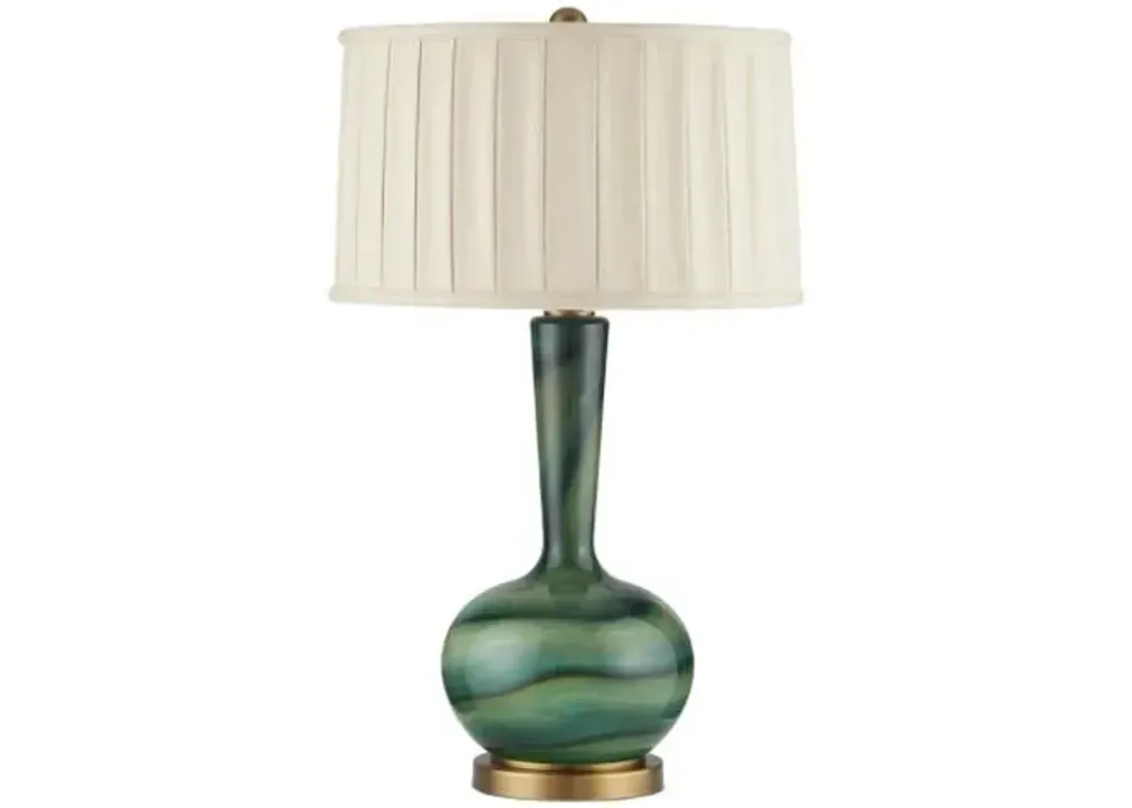 Lamartine Glass Table Lamp - Green/Antique Brass - Currey & Company