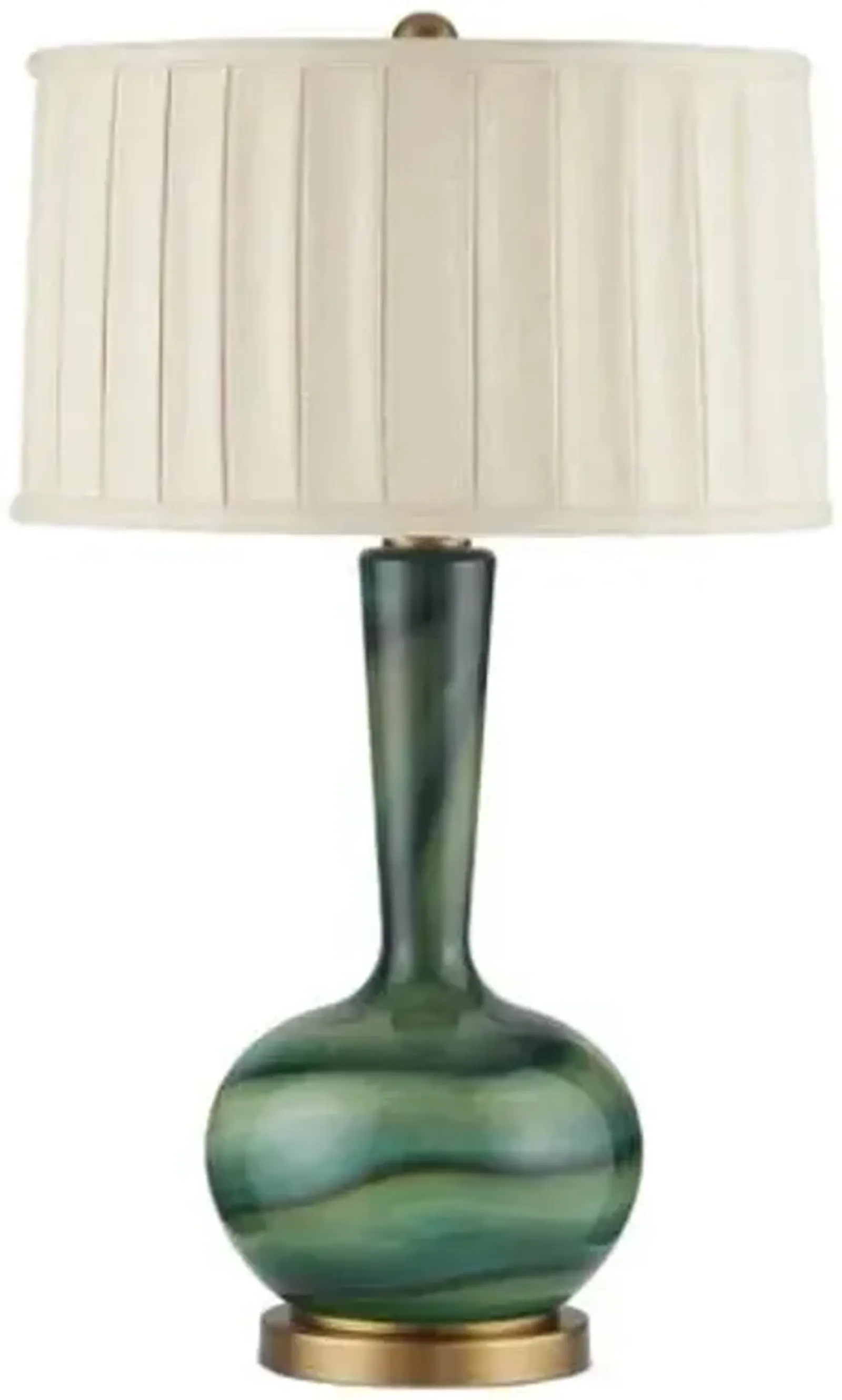 Lamartine Glass Table Lamp - Green/Antique Brass - Currey & Company