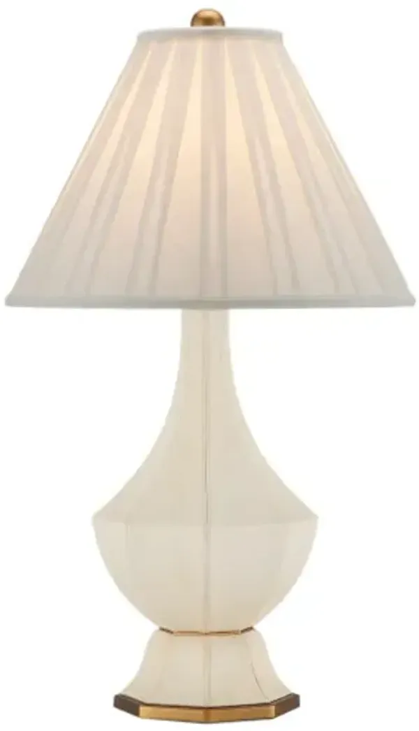 Musetta Faux Leather Table Lamp - Beige/Antique Brass - Currey & Company