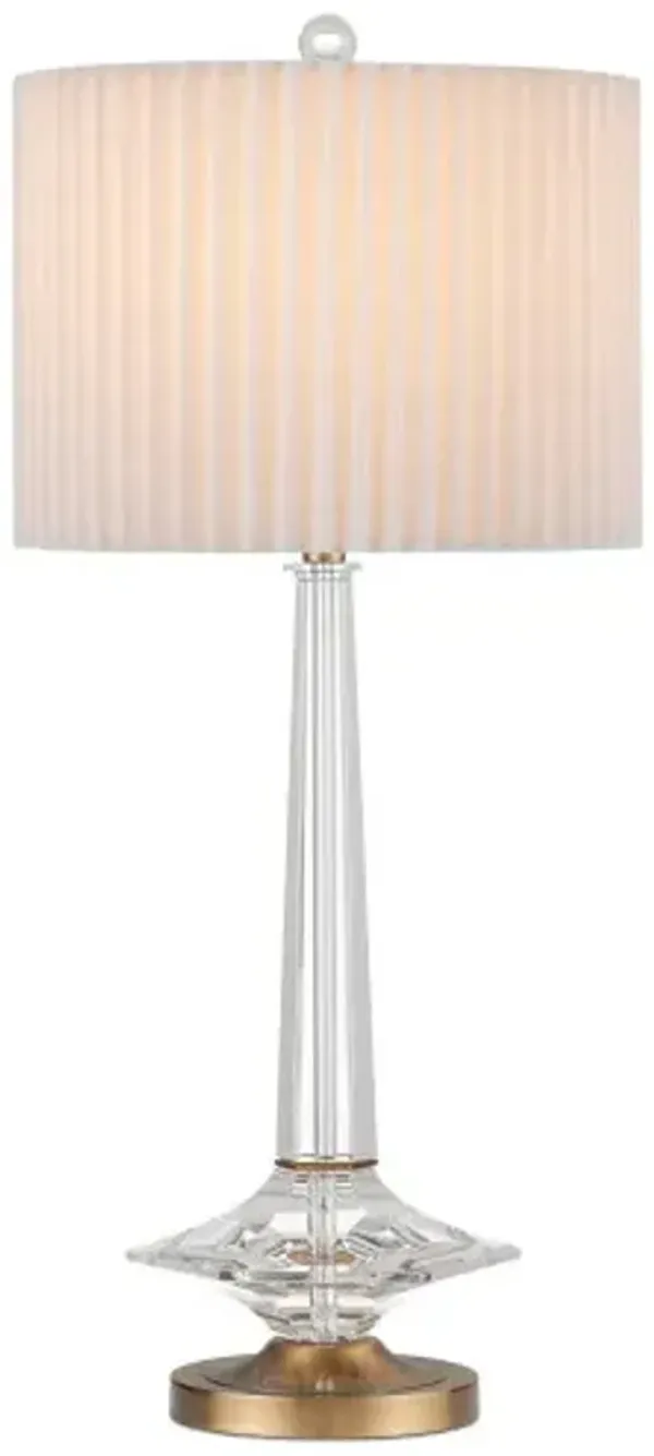 Anton Table Lamp - Crystal/Antique Brass - Currey & Company - Clear