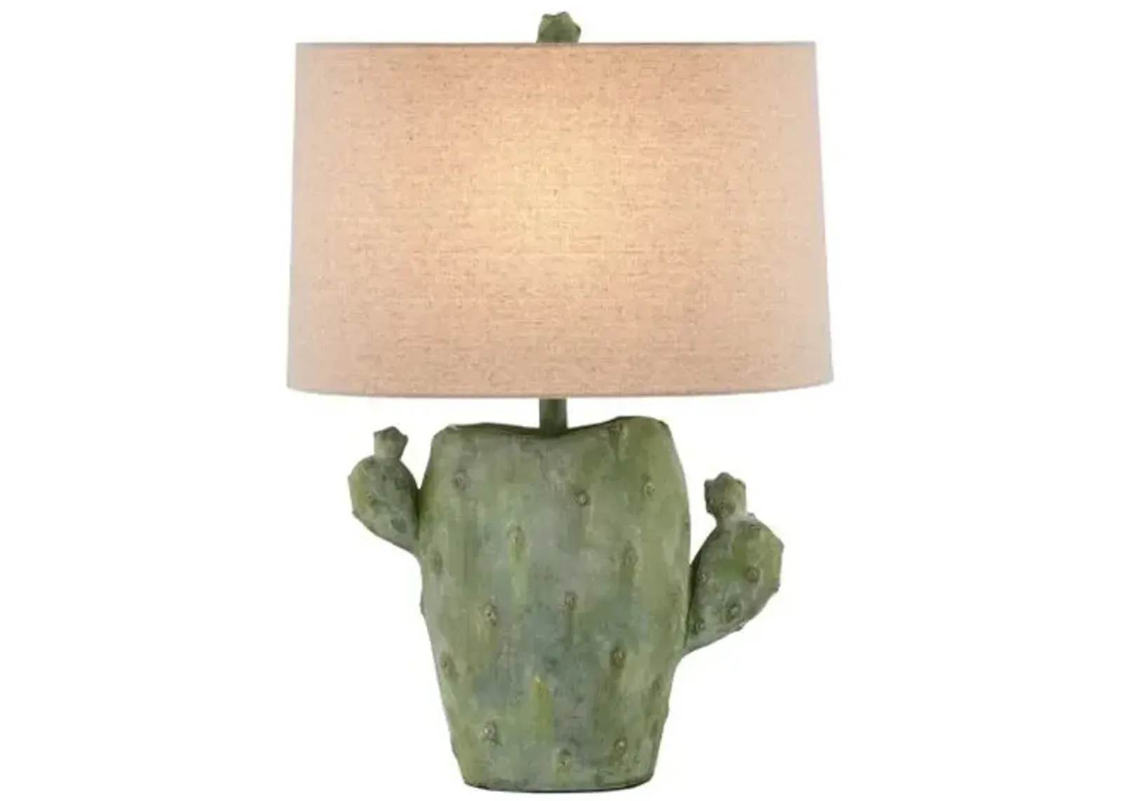 Cactus Plug-in Table Lamp - Antiqued Green - Currey & Company