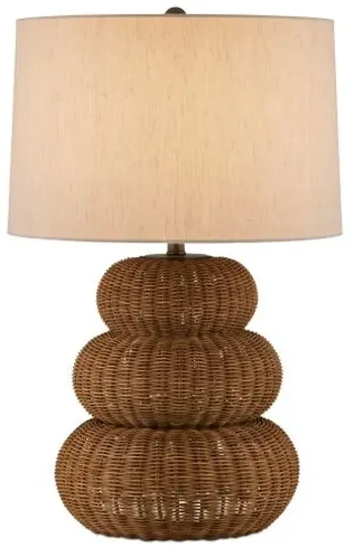 Mabrouka Plug-in Rattan Table Lamp - Dark Brown - Currey & Company