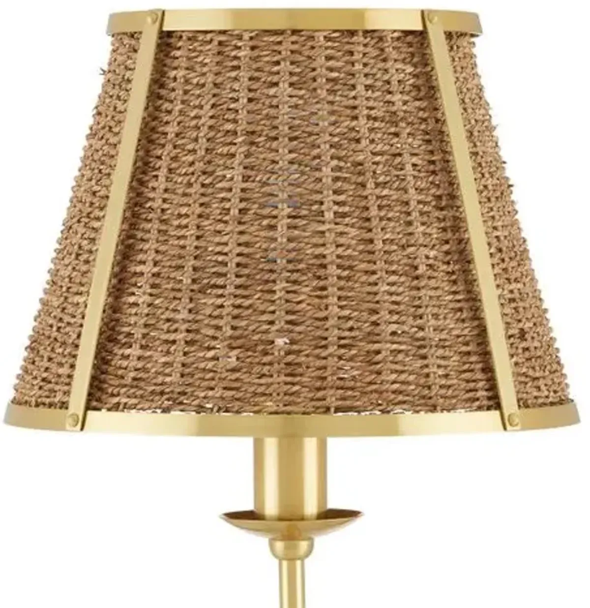 Deauville Floor Lamp - Polished Brass/Natural Seagrass - Currey & Company