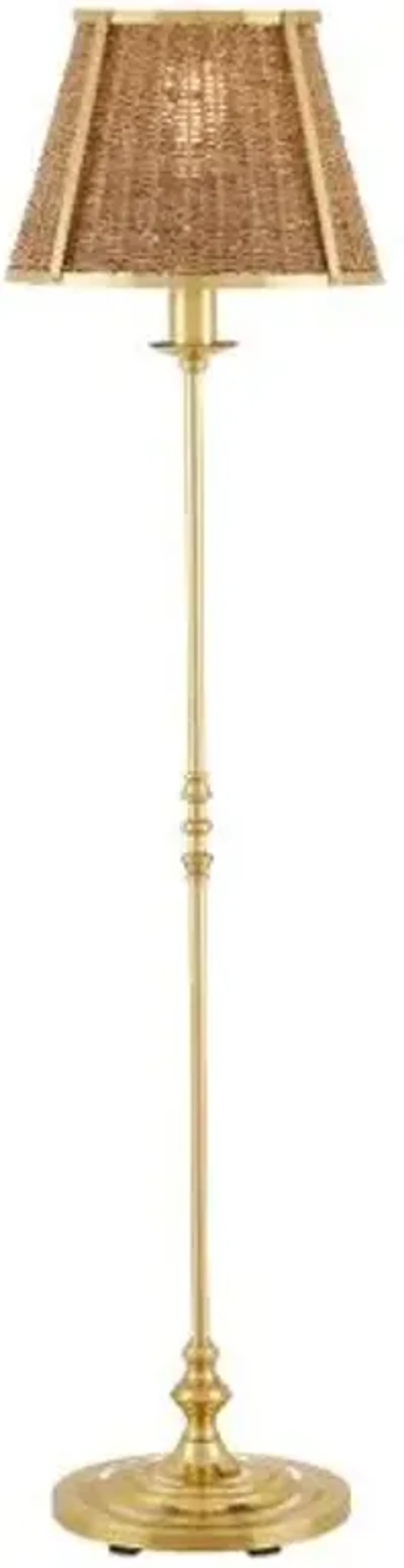 Deauville Floor Lamp - Polished Brass/Natural Seagrass - Currey & Company