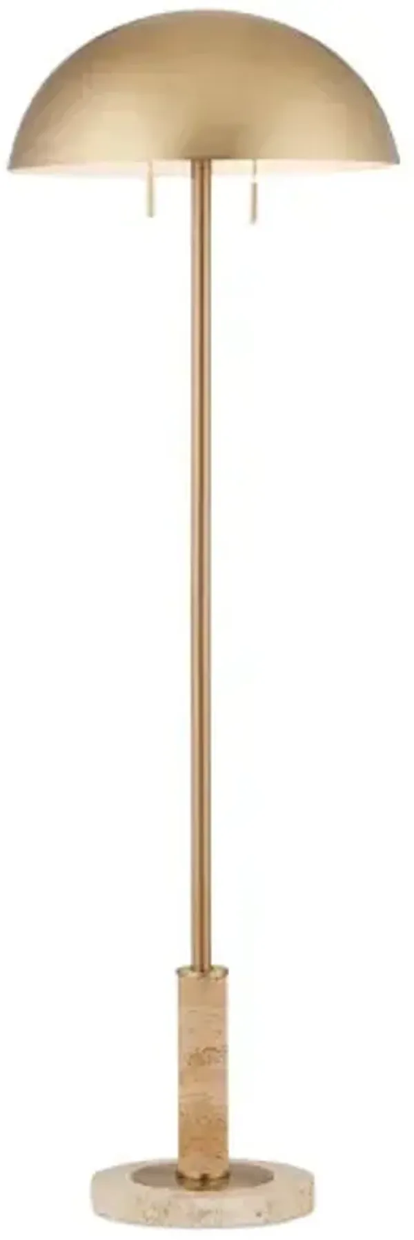Miles Floor Lamp - Brass/Natural Travertine - Currey & Company