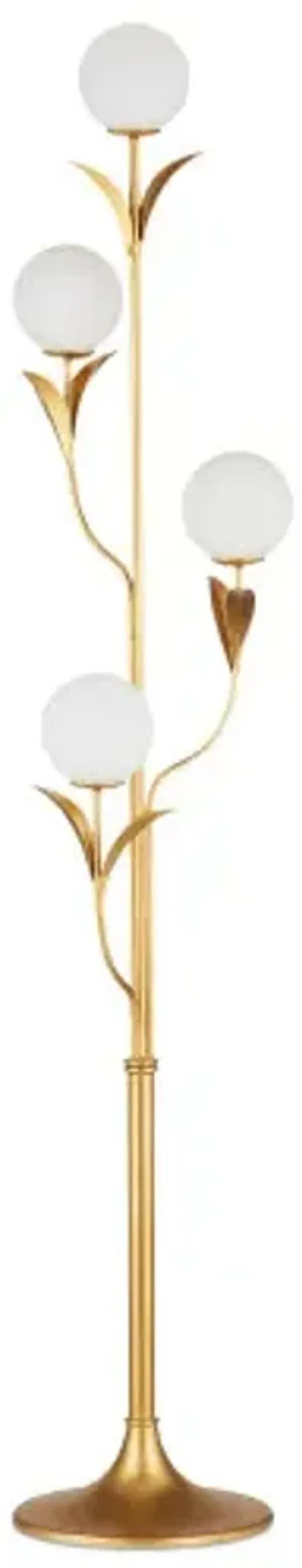 Rossville Floor Lamp - Gold/Frosted White - Currey & Company
