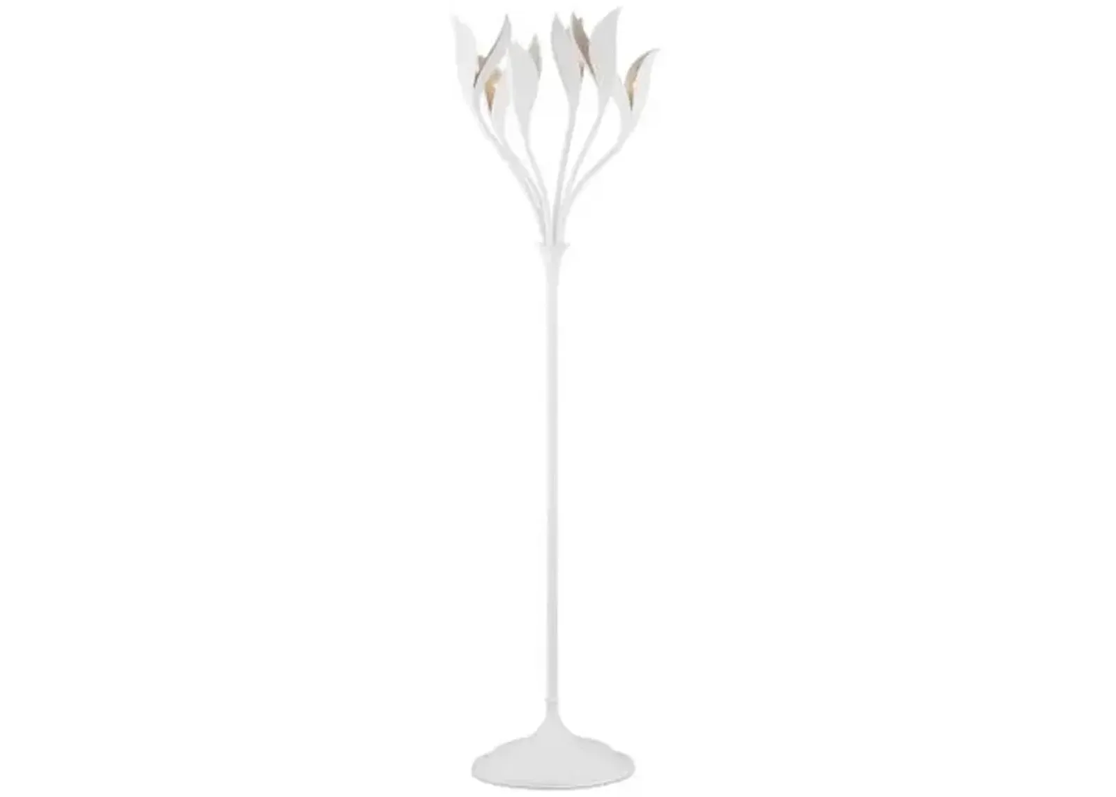 Snowflower Floor Lamp - Gesso White - Currey & Company