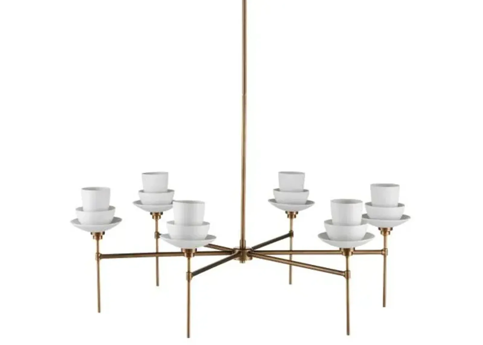 Etiquette Chandelier - Antique Brass/White - Currey & Company