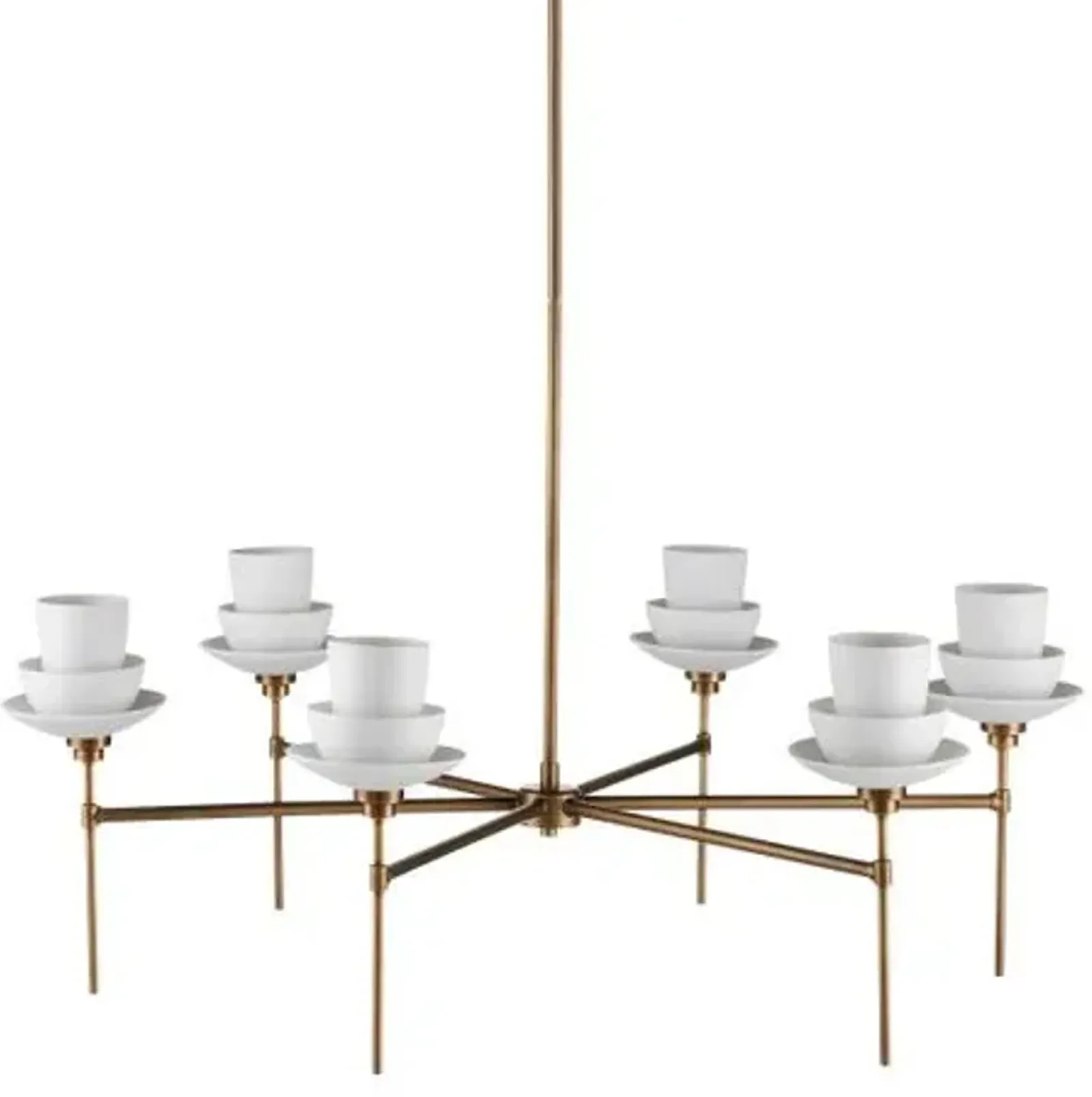 Etiquette Chandelier - Antique Brass/White - Currey & Company