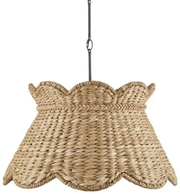 Annabelle Scallop Pendant - Natural/Molé Black - Currey & Company - Brown