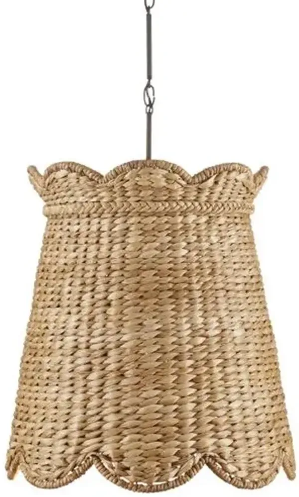 Annabelle Scallop Pendant - Natural/Molé Black - Currey & Company - Brown