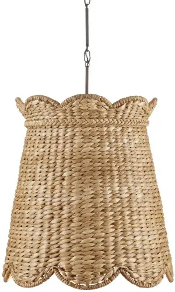 Annabelle Scallop Pendant - Natural/Molé Black - Currey & Company - Brown