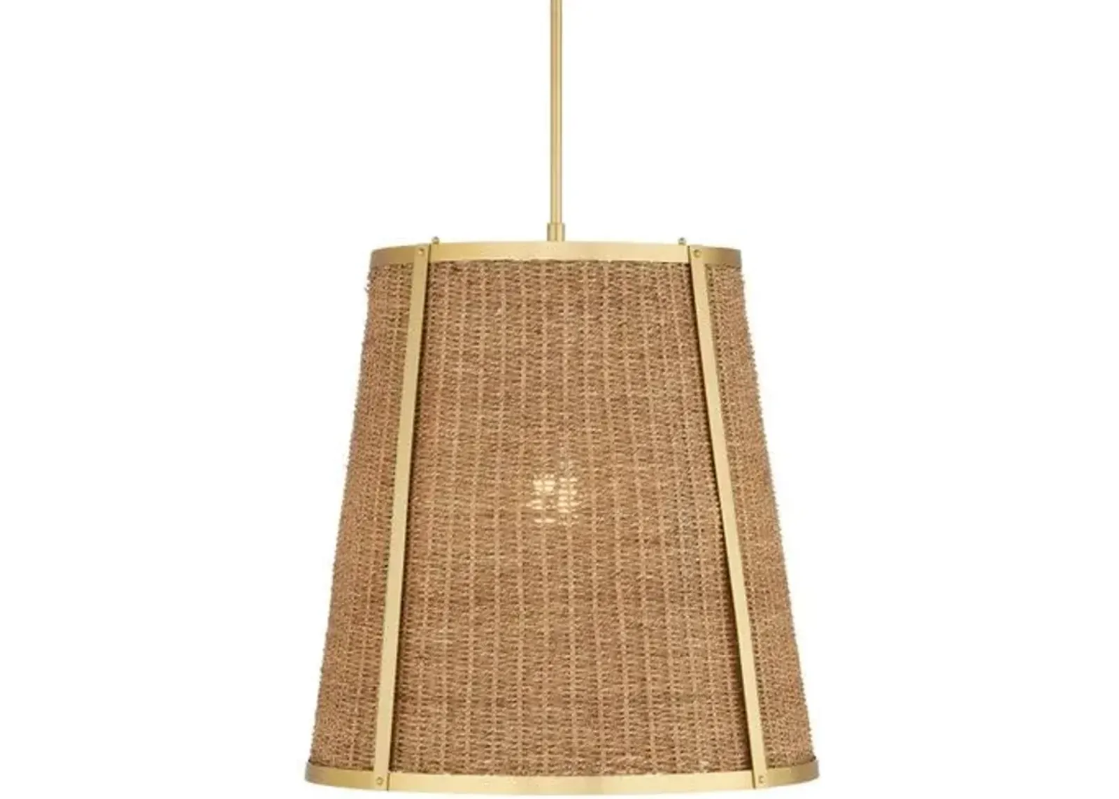 Deauville Seagrass Pendant - Natural/Polished Brass - Currey & Company - Brown